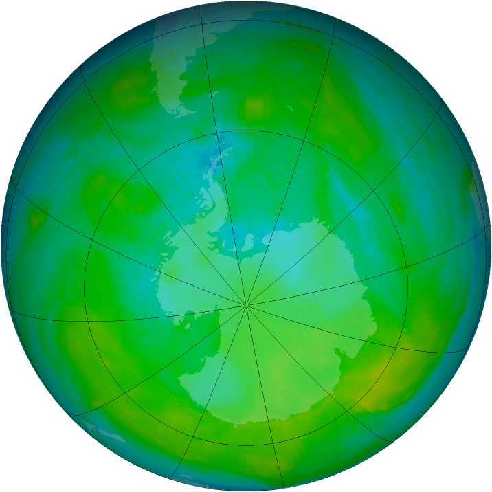 Antarctic ozone map for 25 January 1981